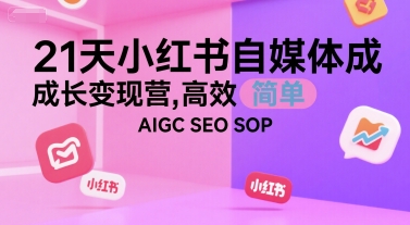21天小紅書自媒體成長變現營,高效 簡單 AIGC SEO SOP