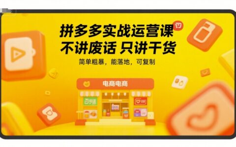 拼多多實戰運營課，不講廢話只講干貨，簡單粗暴，能落地，可復制