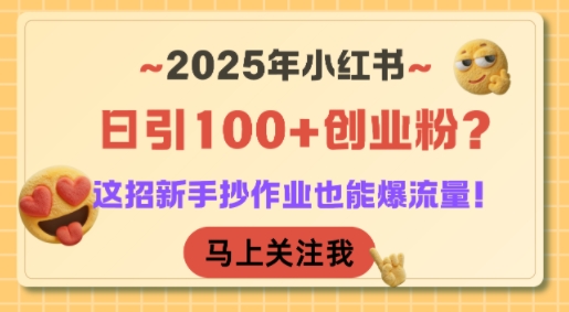 2025年小紅書日引100+創(chuàng)業(yè)粉？這招新手抄作業(yè)也能爆流量！