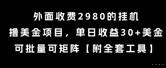 外面收費2980的掛G擼美金項目，單日收益30+美金，可批量可矩陣【揭秘】