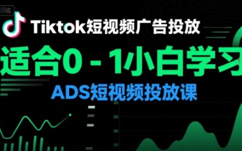 Tiktok短視頻廣告投放，適合0-1小白學(xué)習(xí)ADS短視頻投放課