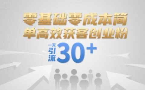 零基礎(chǔ)零成本簡單高效獲客創(chuàng)業(yè)粉，一天引流30+