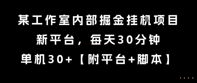 某工作室內(nèi)部掘金掛G項目,新平臺,每天30分鐘,單機30+【揭秘】
