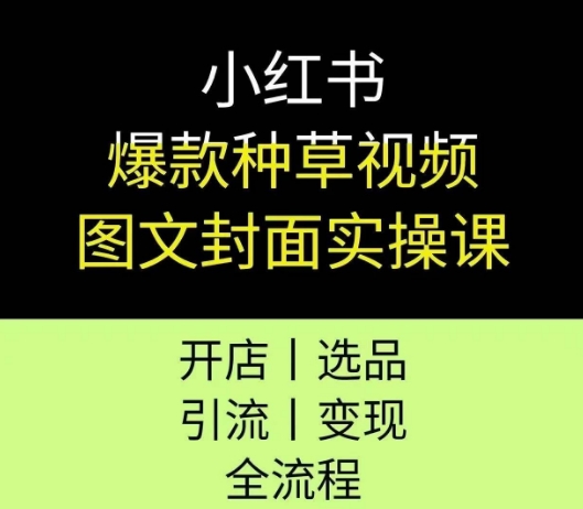 小紅書爆款種草視頻圖文封面實操課,開店、選品、引流、變現全流程