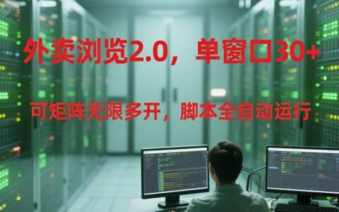 外賣瀏覽2.0，單窗口30+可矩陣無限多開，腳本全自動(dòng)運(yùn)行【揭秘】