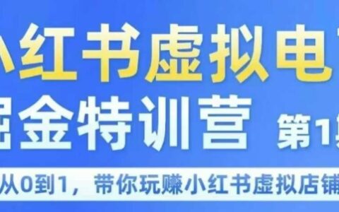 小紅書虛擬電商掘金特訓營第1期，從0到1，帶你玩轉小紅書虛擬店鋪