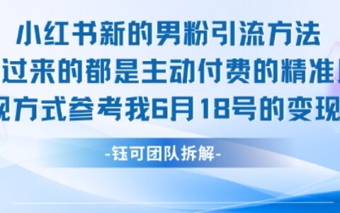 小紅書全新男粉引流實操方法，日引流100多精準男粉