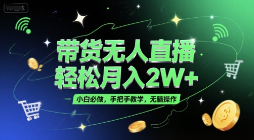 帶貨無人直播，輕松月入2W+，小白必做，手把手教學(xué)，無腦操作(附學(xué)習(xí)資料)