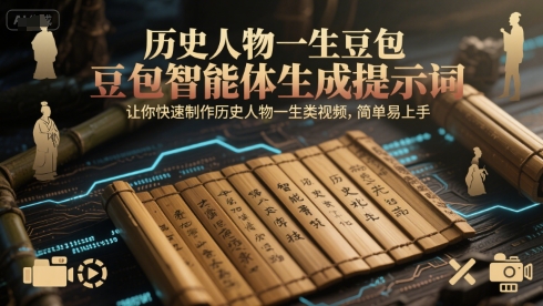 歷史人物一生豆包智能體生成提示詞，讓你快速制作歷史人物一生類視頻，簡單易上手