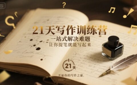 21天寫作訓練營，?一站式解決難題，讓你提筆就能寫起來
