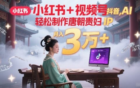 小紅書+視頻號+抖音，AI輕松制作唐朝貴婦IP，每天30分鐘，輕松產(chǎn)出N條，月入3W+