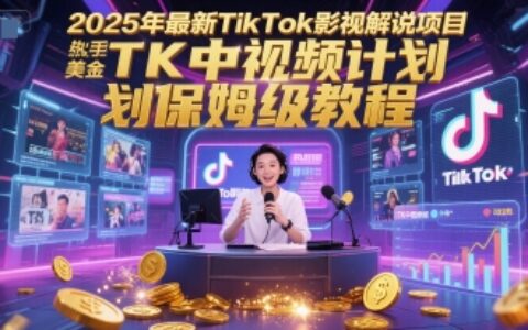 2025年最新TikTok影視解說項目，新手也能掙美金，TK中視頻計劃保姆級教程