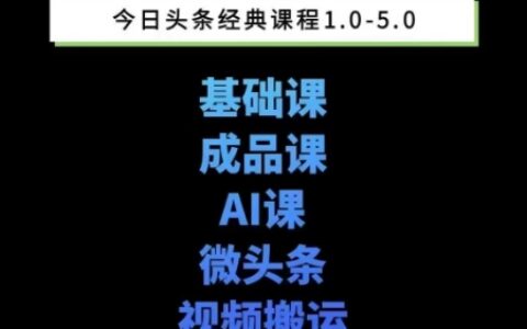 頭條圖文課1-5期教你頭條圖文寫作、微頭條、視頻搬運變現(xiàn)，適合新手快速起號玩法