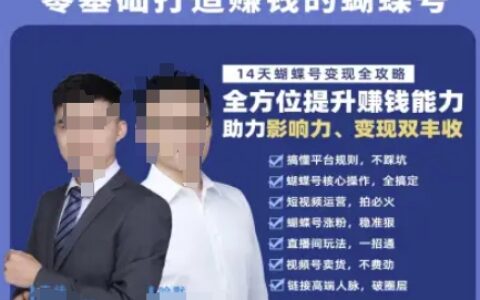 蝴蝶號專欄-視頻號運營教程，零基礎打造掙錢的蝴蝶號，14天蝴蝶號變現全攻略
