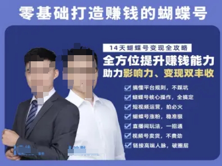 蝴蝶號(hào)專欄-視頻號(hào)運(yùn)營教程,零基礎(chǔ)打造掙錢的蝴蝶號(hào),14天蝴蝶號(hào)變現(xiàn)全攻略