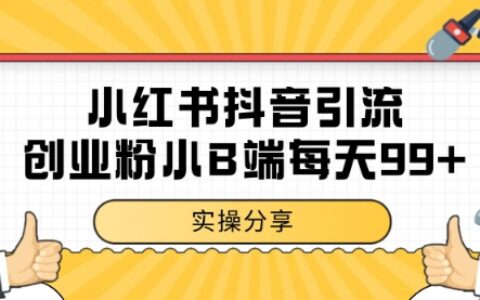 小紅書抖音創業粉，小B端粉自熱 日引99+的一個玩法【揭秘】