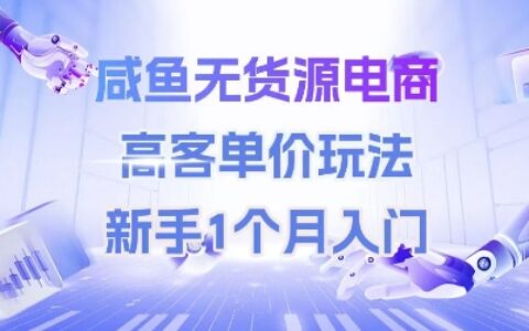 咸魚無貨源電商，高客單價玩法，新手1個月入門