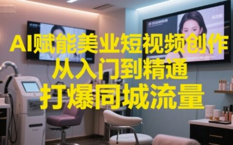 AI賦能美業短視頻創作，從入門到精通，打爆同城流量，超級AI工具短視頻實操落地