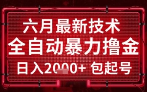 六月最新技術全自動暴力擼金，穩定日入2k+包起號，長期穩定【揭秘】