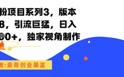 男粉項目系列3，版本9.8，引流巨猛，日入1k+，獨家視角制作