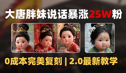 AI大唐胖貴妃說話2.0，40條視頻暴漲40w粉，附獨家變現(xiàn)攻略
