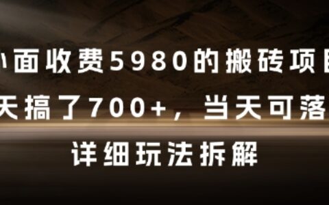 外面收費5980的搬磚項目，3天搞了7張+，當天可落地，詳細玩法拆解【揭秘】