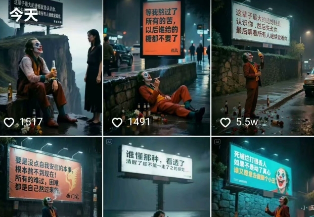 一條視頻竟然15W贊!用AI制作小丑自嘲扎心文案視頻,當下非常火爆的短視頻流量神器