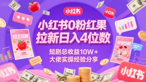 小紅書0粉紅果短劇拉新日入4位,數(shù)短劇總收益10W+大佬實操經(jīng)驗分享