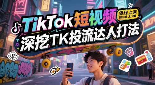TikTok短視頻帶貨線上課，深挖TK投流達人打法