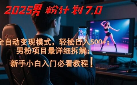 2025男粉計劃7.0，全自動變現模式，輕松日入5張+，新手小白必看課程