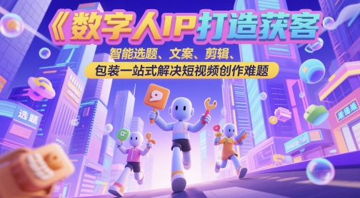 數字人IP打造獲客變現實操課，智能選題、文案、剪輯、包裝一站式解決短視頻創作難題