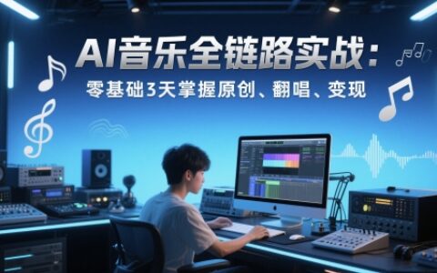 AI音樂全鏈路實戰(zhàn)變現(xiàn)課：零基礎3天掌握原創(chuàng)、翻唱、變現(xiàn)