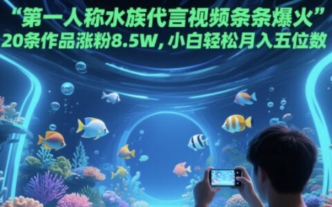 第一人稱水族代言視頻條條爆火，20條作品漲粉8.5W，小白輕松月入五位數(shù)