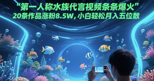 第一人稱(chēng)水族代言視頻條條爆火，20條作品漲粉8.5W，小白輕松月入五位數(shù)