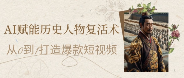 AI賦能歷史人物復活術：從0到1打造爆款短視頻，7天漲粉10W，小白也能月入過1W