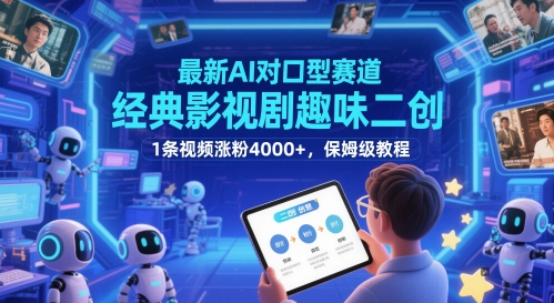 最新AI對(duì)口型賽道，經(jīng)典影視劇趣味二創(chuàng)，1條視頻漲粉4000+，保姆級(jí)教程