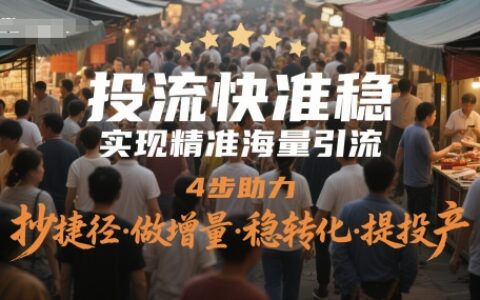 投流快準(zhǔn)穩(wěn)，實現(xiàn)精準(zhǔn)海量引流，4步助力，抄捷徑·做增量·穩(wěn)轉(zhuǎn)化·提投產(chǎn)