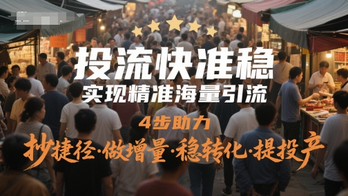 投流快準穩，實現精準海量引流，4步助力，抄捷徑·做增量·穩轉化·提投產