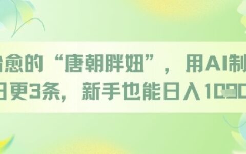 治愈的“唐朝胖妞”，用AI制作日更3條，新手也能日入多張