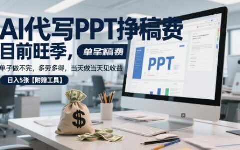 AI代寫PPT掙稿費，目前旺季，單子做不完，多勞多得，當天做當天見收益，日入5張【附贈工具】