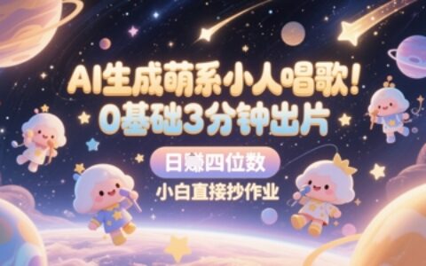 AI生成萌系小人唱歌，0基礎3分鐘出片，28個作品漲粉8.9W，單條最高19W贊，日入四位數，小白直接抄作業