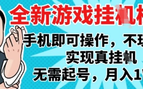 2025最新獨家游戲搬磚，單手機操作，全自動掛G，無需玩游戲，月入1W+【揭秘】