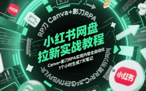 小紅書網盤拉新實戰教程，Canva+影刀RPA實現內容全自動化，1個小時生成7天筆記