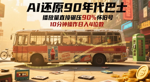 AI還原90年代巴士,一幀就讓70后淚崩,播放量直接碾壓90%懷舊號,每天操作十分鐘,日入四位數