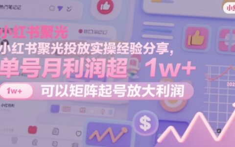 小紅書聚光投放實(shí)操經(jīng)驗(yàn)分享，單號(hào)月利潤(rùn)超1w+，可以矩陣起號(hào)放大利潤(rùn)