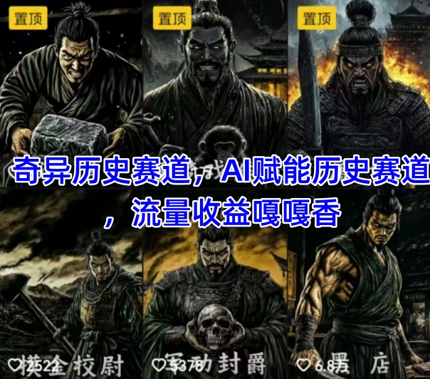 抖音奇異歷史賽道，AI賦能歷史賽道，流量收益嘎嘎香，狂擼伙伴計劃
