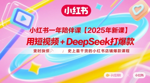 小紅書一年陪伴課【2025年新課】,用短視頻+deepSeek打爆款,史上最干貨的小紅書店鋪爆款課程