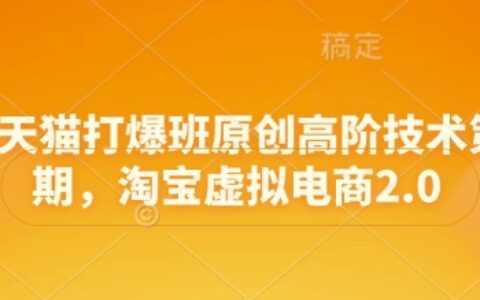 淘寶天貓打爆班原創高階技術第68期，淘寶虛擬電商2.0