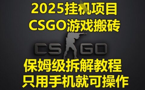 2025掛G項目，CSGO游戲搬磚，保姆級拆解教程，只用手機就可操作【揭秘】