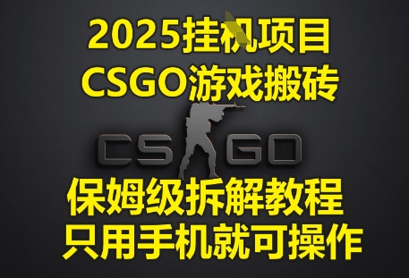 2025掛G項(xiàng)目，CSGO游戲搬磚，保姆級(jí)拆解教程，只用手機(jī)就可操作【揭秘】